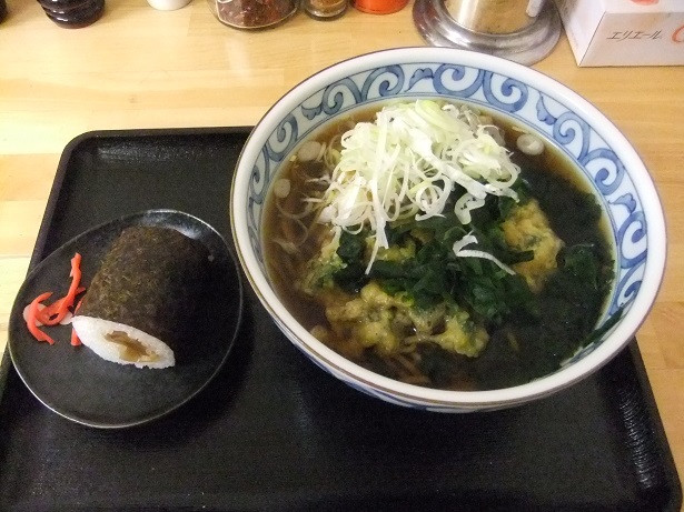 稲浪＠飯田橋の春菊天そば＋かんぴょう巻き