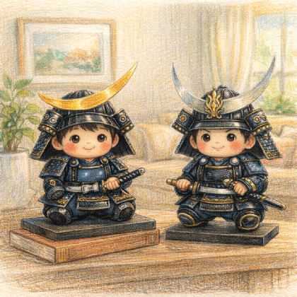AIさんが描いた武者人形(戦国武将タイプ）です。