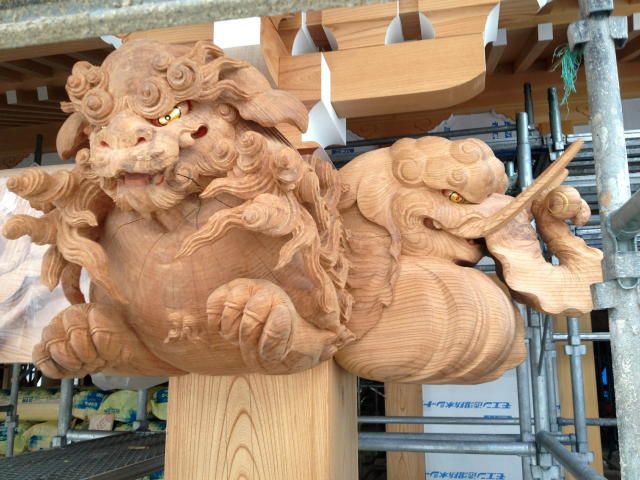 木鼻　獅子　彫刻　現状品　寺院　仏閣　だんじり　欄間　木彫り　アンティーク 木鼻 獅子 彫刻 現状品 寺院 仏閣 だんじり 欄間 木彫り