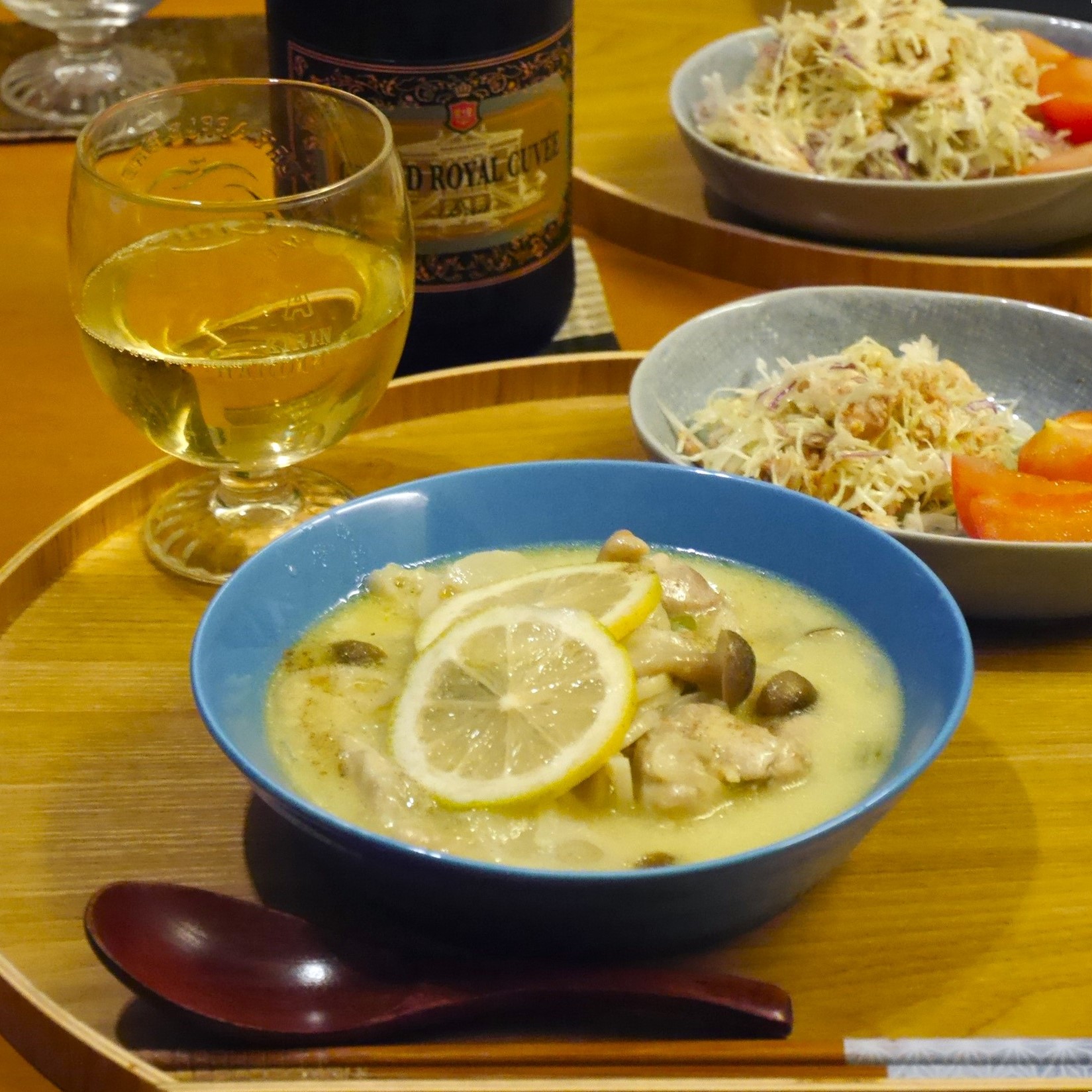 チキンとれんこんのレモンクリーム煮_食卓