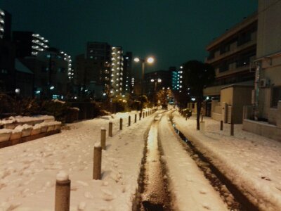 西横浜川沿い初雪2013新春