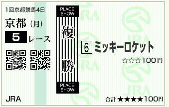 ミッキーロケット(160111)複勝