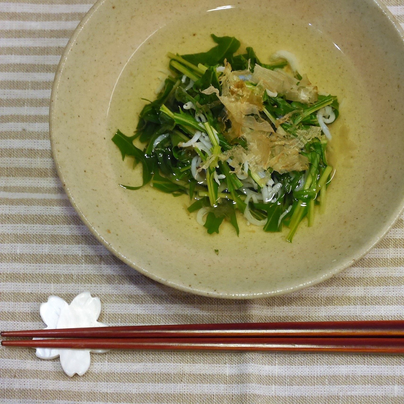 水菜としらすの白だしさっと煮_上から