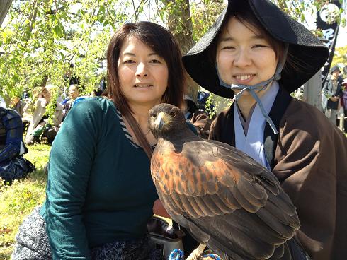 鷹匠さんと記念撮影