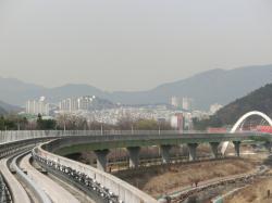 ４号線車内から見た釜山市街