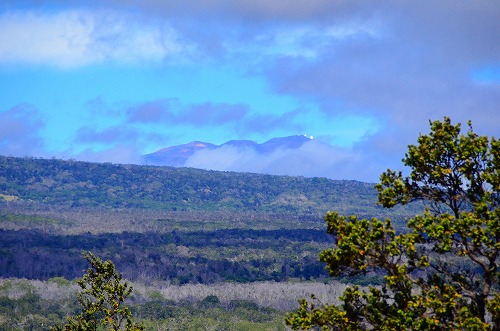 遥か彼方にマウナ・ケア火山が見える