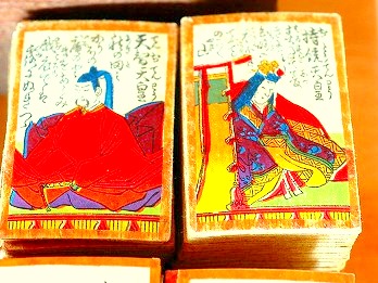 百人一首　天智天皇と持統天皇（宝冠）