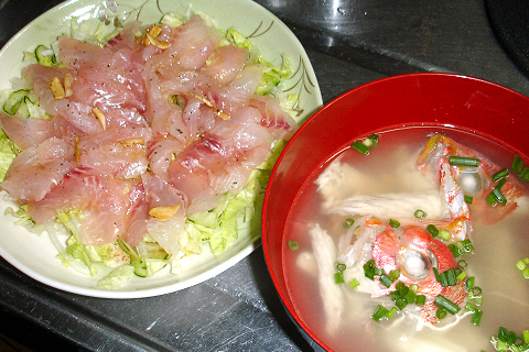 鯛のカルパッチョと潮汁
