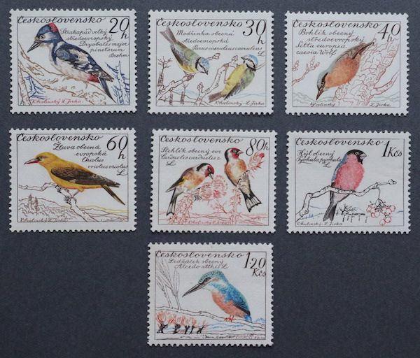 外国切手8枚（アメリカ：鳥切手） - 使用済切手