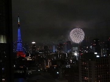 東京湾花火大会　グランドハイアット東京の部屋から