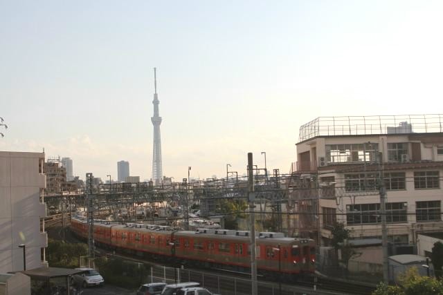 東武鉄道 復元色 8000系.鐘が淵スカイツリー2