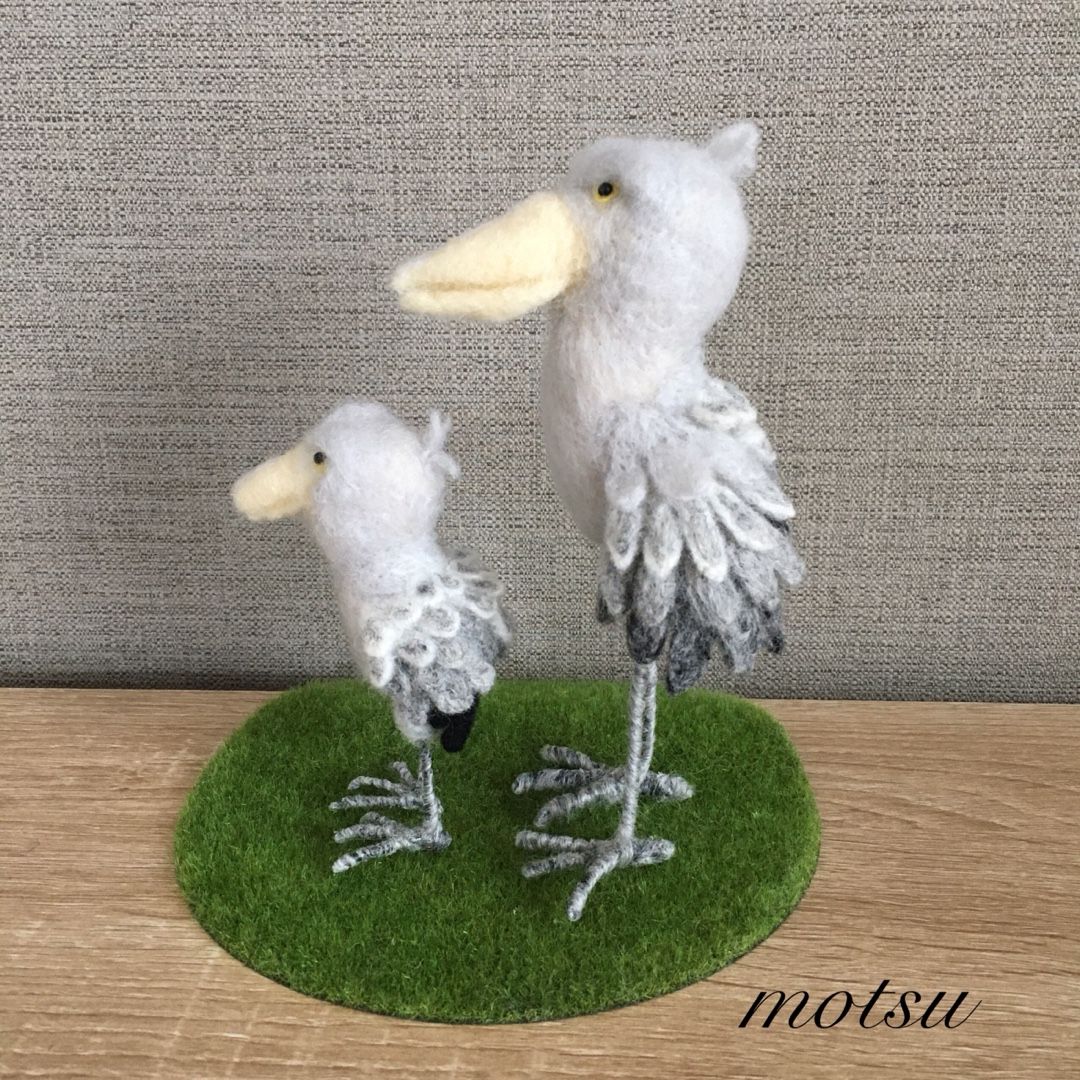羊毛フェルト　ハシビロコウ　ツバメの親子 羊毛フェルト ツバメの親子 - 森のことり | minne 国内最大級の
