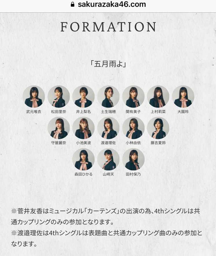 ☆櫻坂46♪4thシングル『五月雨よ』センター；山崎天に決定！フォーメーション発表！ | ルゼルの情報日記 - 楽天ブログ