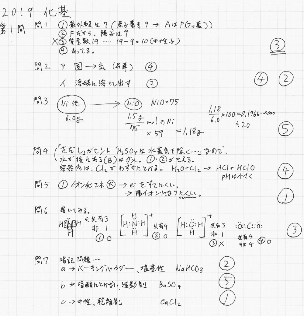 2019センター試験 化学基礎 解答解説速報 とある化学教師でググって 楽天ブログ