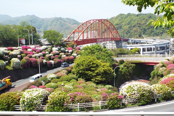 音戸第一大橋とツツジ