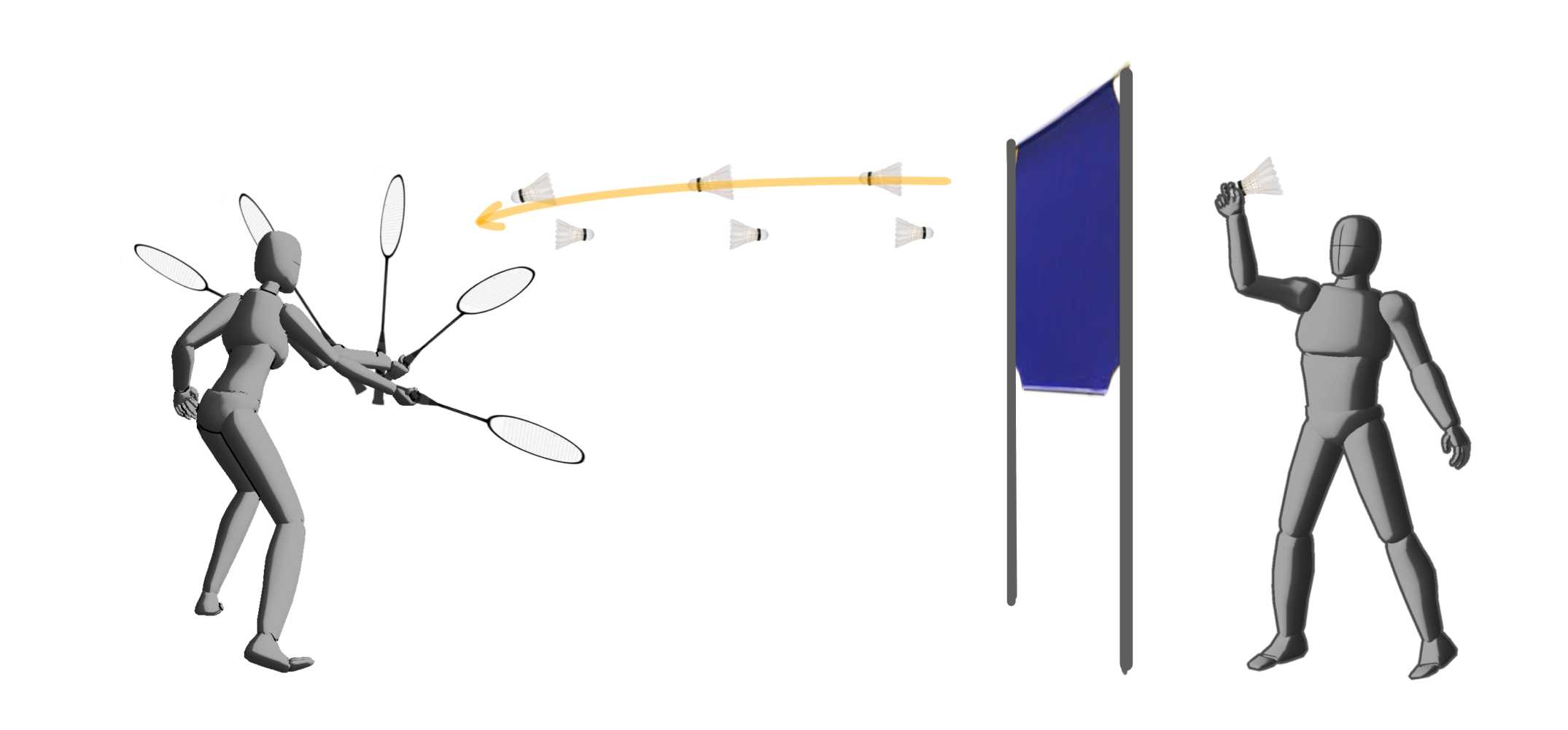 バドミントン部の新入部員の練習（1）手投げシャトルのドライブ返球