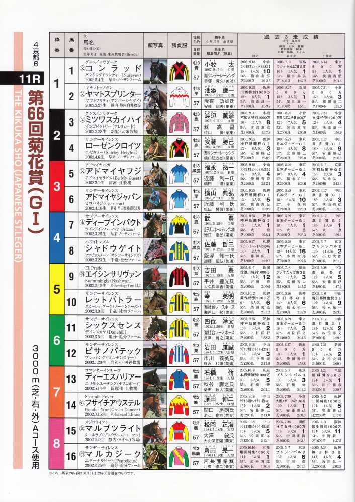 レープロ】 15年前の菊花賞（ディープインパクト） | 白い稲妻・多摩