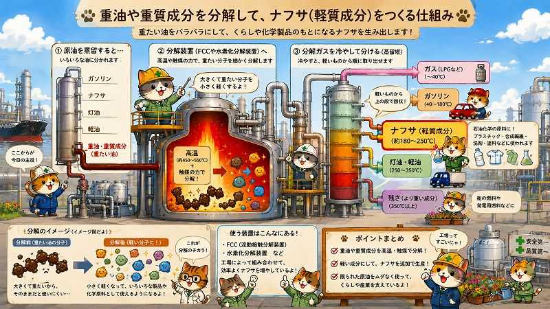 重油からさらにナフサなどを生成