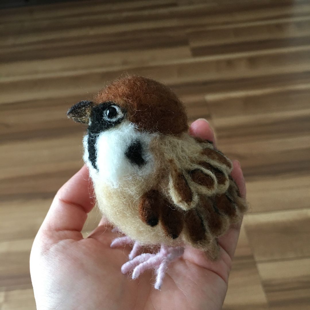 羊毛フェルト スズメ 〜私の1日〜 | いやしあつめ ～It's a bouquet in