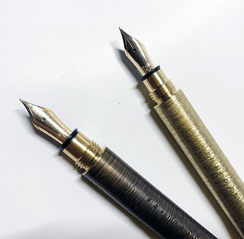 TETZBO 真鍮 万年筆 銀箔 F-Tz 14金ニブ 細字 テツボー美品！ F-Tz sn