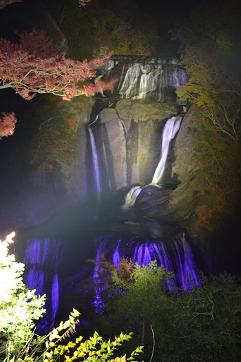 袋田の滝　ライトアップ　