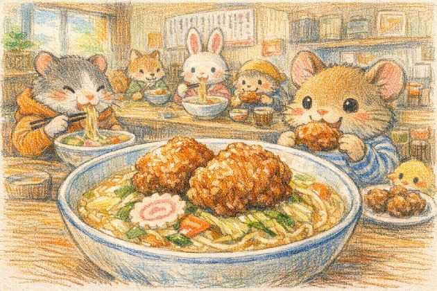 唐揚げをトッピングしたちゃんぽん