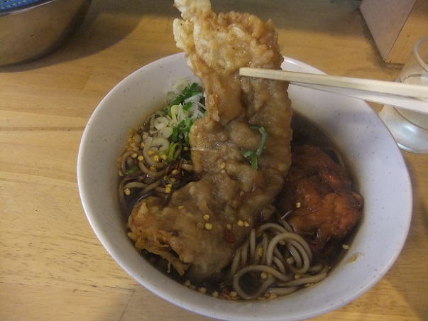 一〇そば@駒込のそば+肉天+海鮮さつま揚げ3