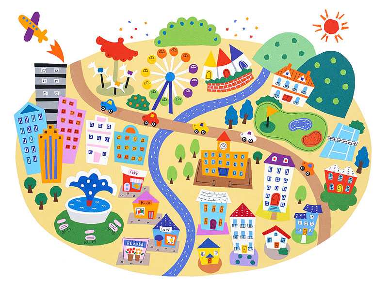 街の絵 – 街 イラスト かわいい _ 街の絵のイラスト素材 – AAHIXM