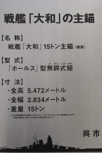 戦艦大和の実物大主錨（ホールス型無桿式錨）