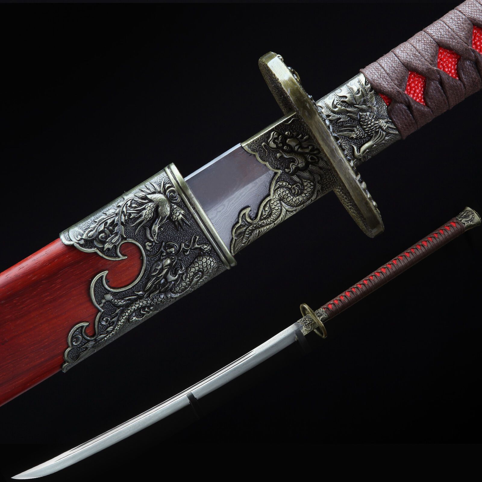オレンジの曲刀 繍春刀 牛尾刀 苗刀 手鍛造打 古兵器 武具 刀