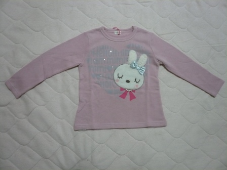 KP（ケーピー）mimiちゃんのモコモコお顔のかわいい4色展開の裏毛トレーナーサイズ110ｃｍピンク.JPG