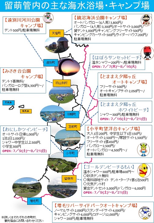 留萌管内海水浴場・キャンプ場