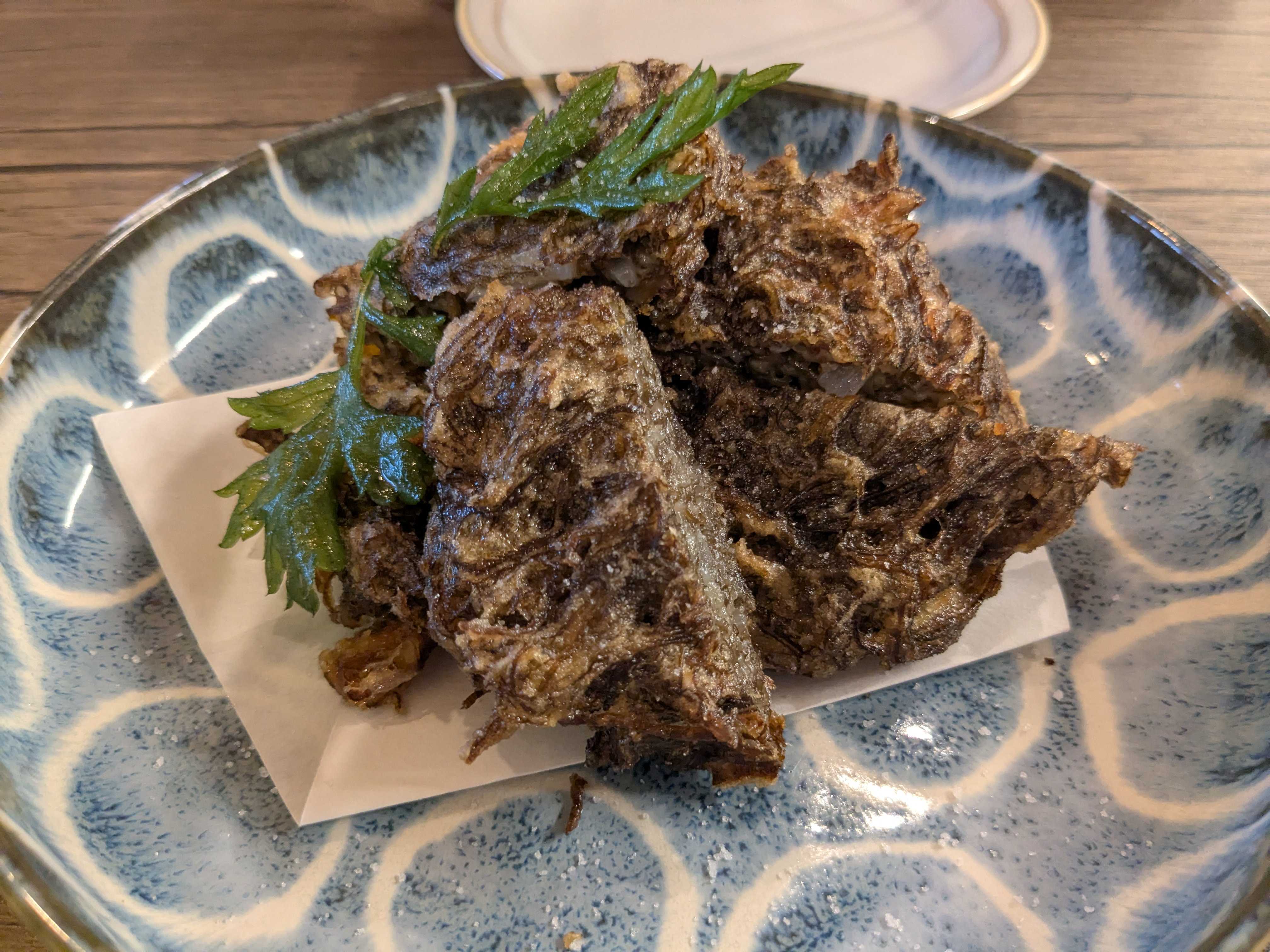 一隼(いちたか)　小学生連れ夕食　もずくの天ぷら