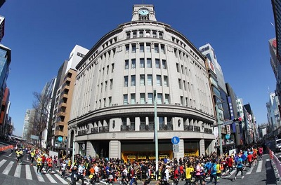 東京マラソン　銀座4丁目.JPG