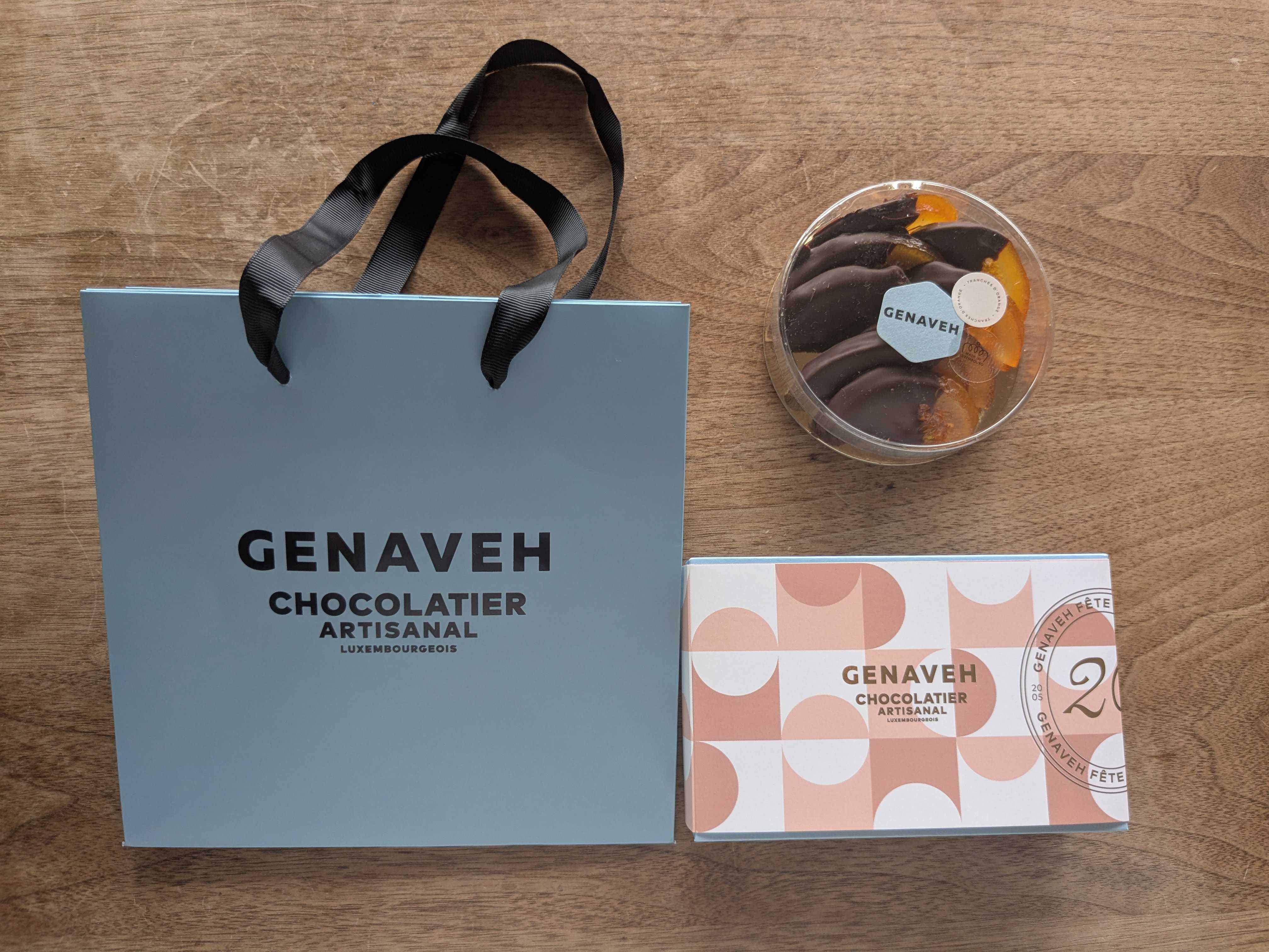 ルクセンブルクのお土産　GENAVEH(ゲナヴェ)　チョコレート　パッケージや紙袋も可愛い