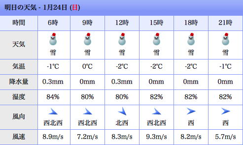 終日雪模様