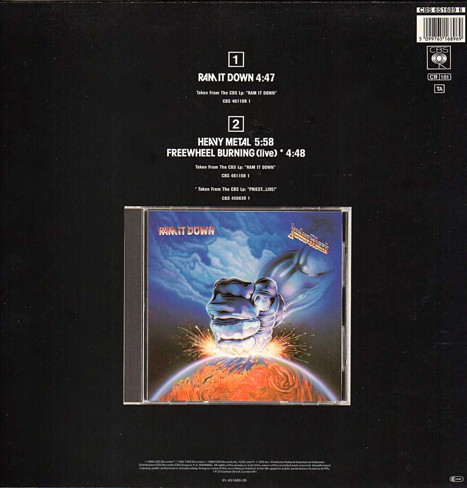 ジューダス・プリースト『Ram It Down』Maxi-Single / 1988年 マキシ