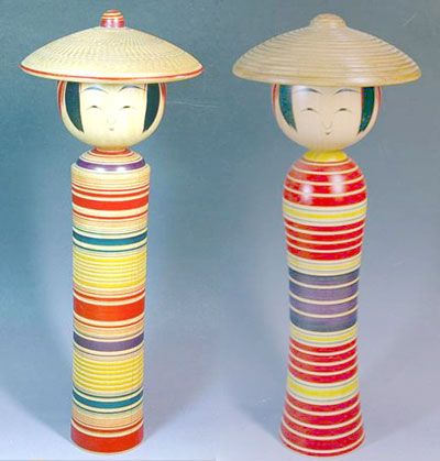 今 晃 こけし 3本セット 帽子 伝統こけし 今 晃 こけし 3本セット 帽子