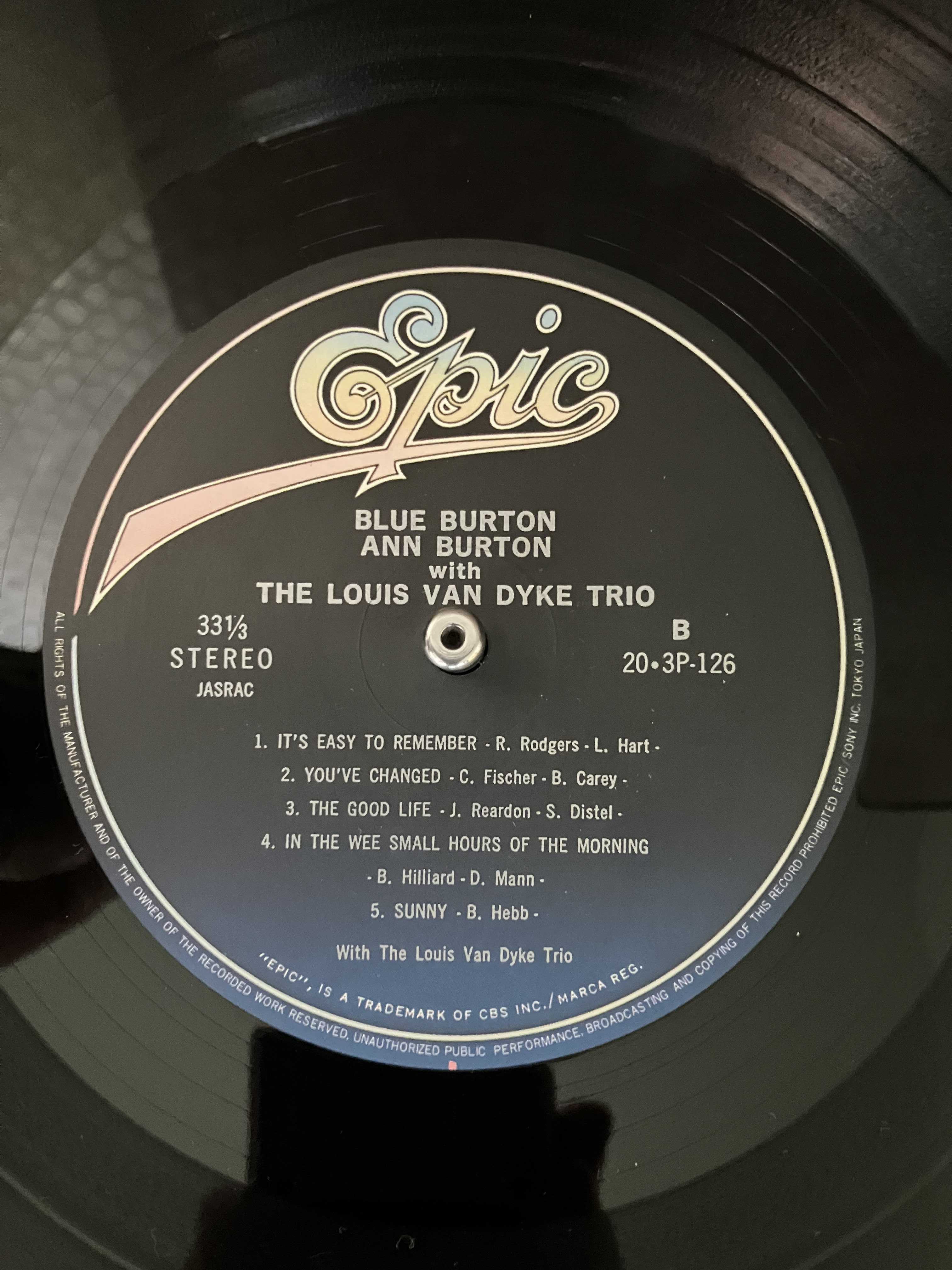 今日聴いたレコード Ann Burton With The Louis Van Dyke Trio / Blue