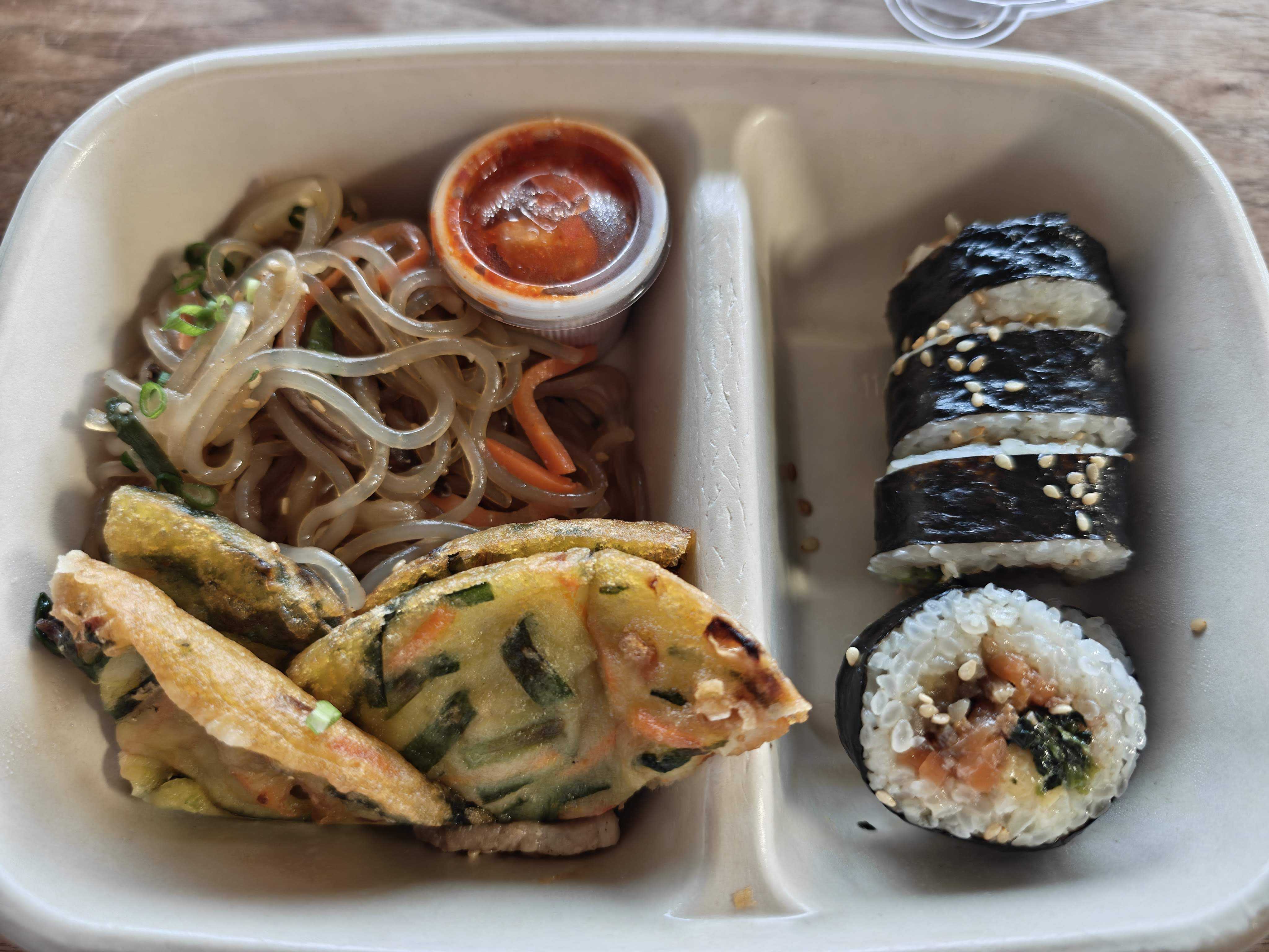 新橋駅　ランチ　ビビゴマーケット　ブンシクセット　チヂミ＆チャプチェセット