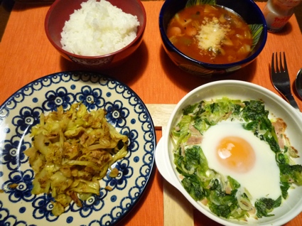 2012.04.11レタスとしらすの卵ココット＆ツナキャヘ?ツのカレー炒め＆トマト野菜スーフ?6.jpg