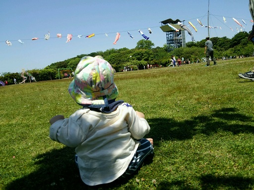 息子と鯉のぼり