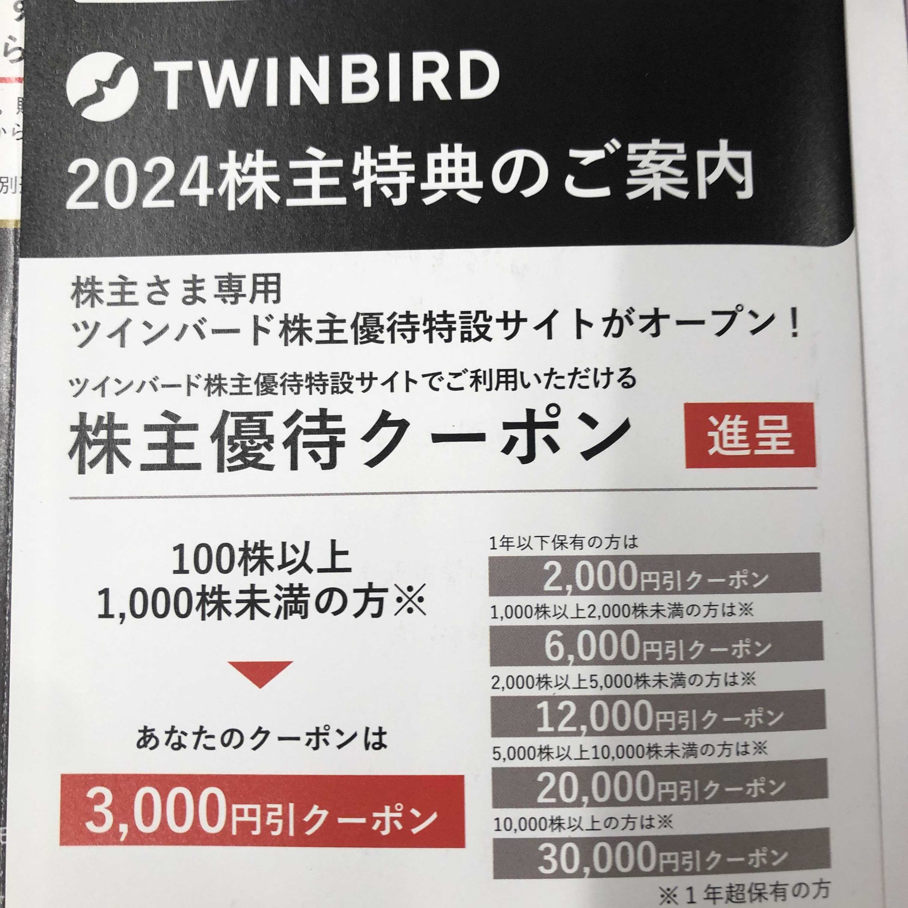 ツインバード 優待 | ワーキングママの投資日記 - 楽天ブログ