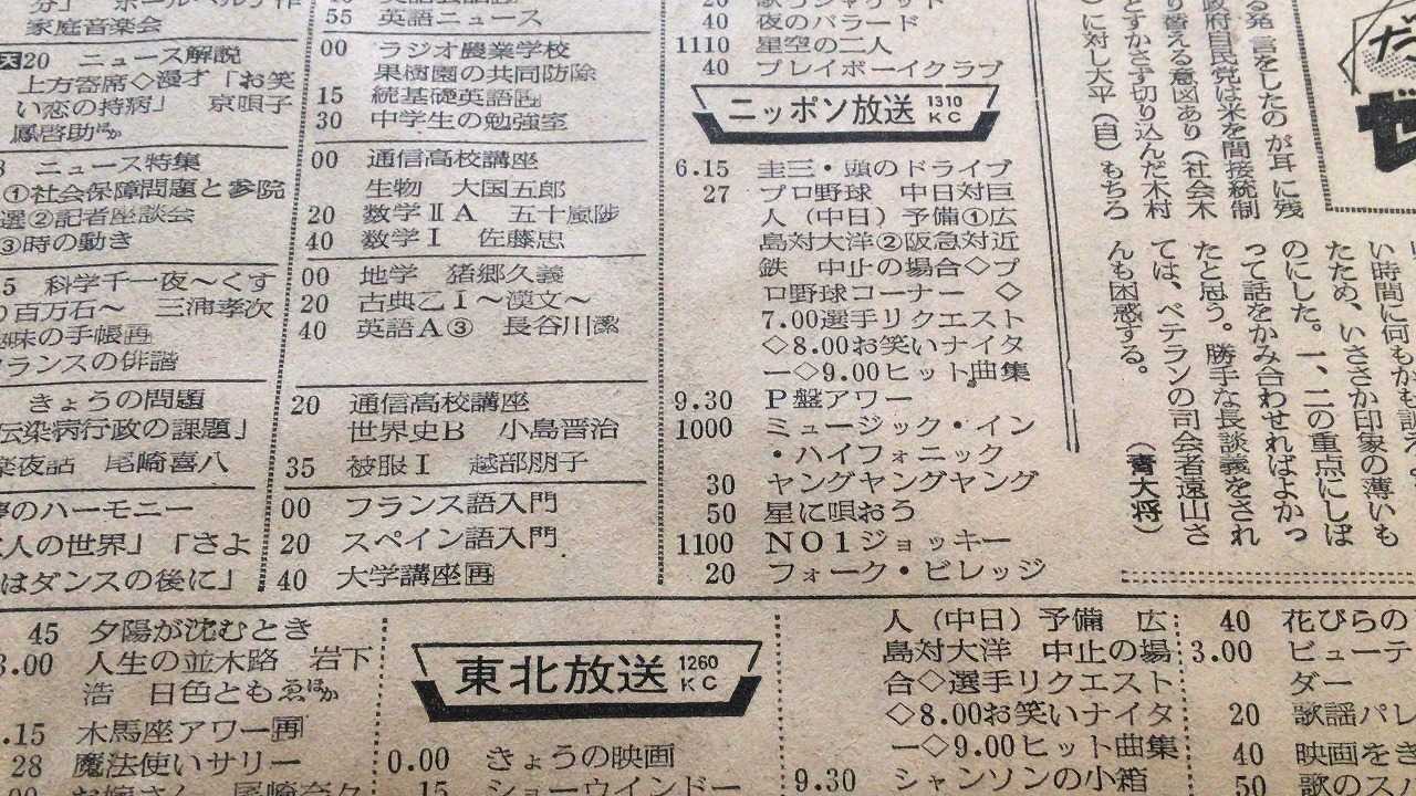 昭和43年 1968年 6月19日 岩手日報テレビ ラジオ欄 ひとりごと程度のラジオ生活ブログ 楽天ブログ