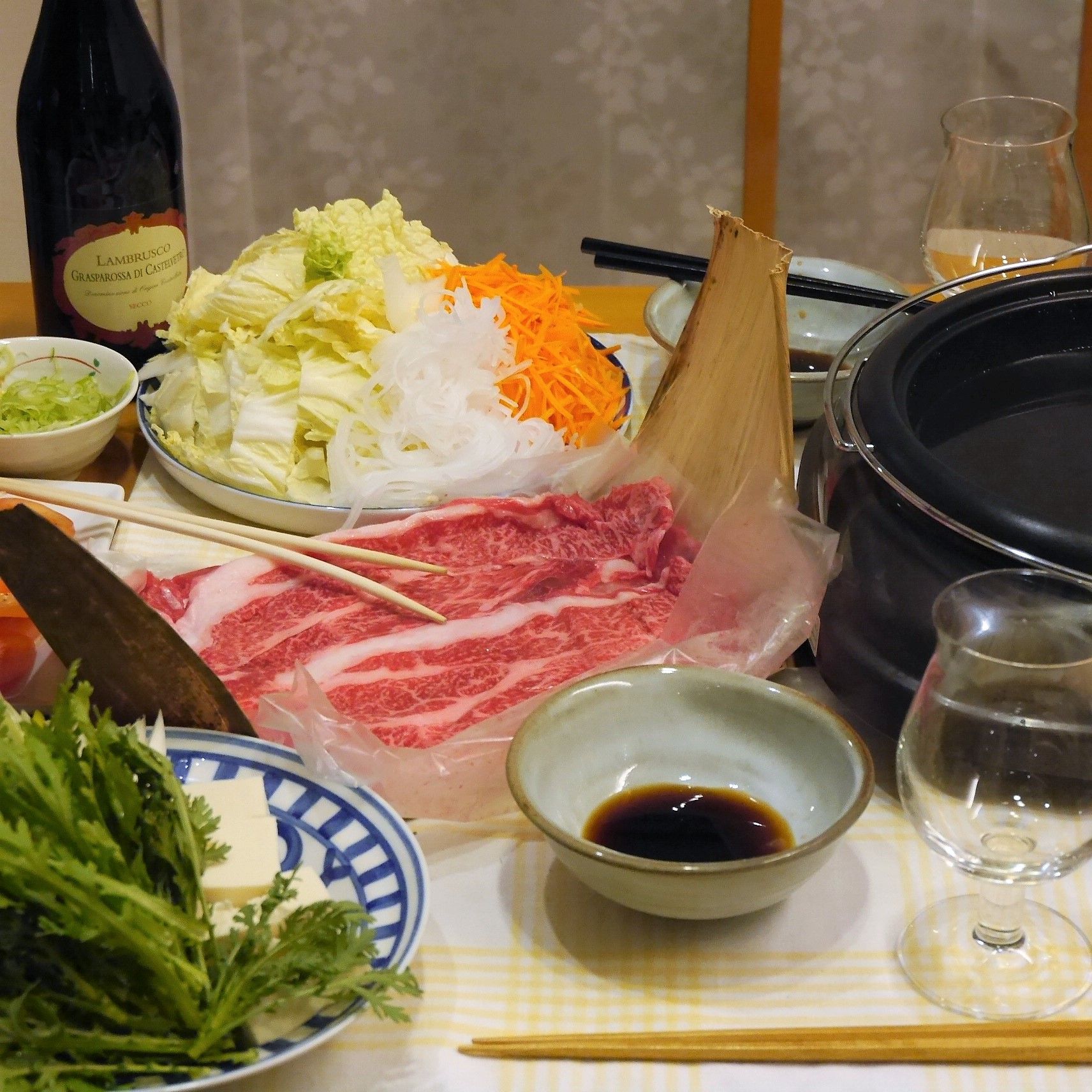 米沢牛のしゃぶしゃぶ_食卓