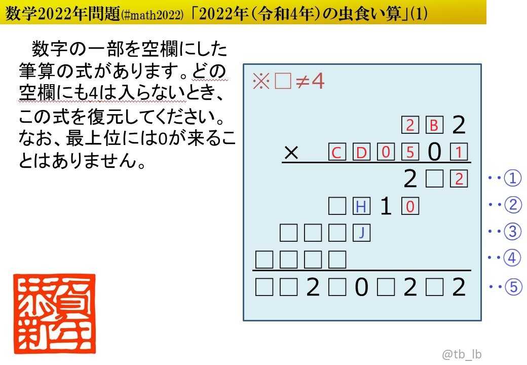 虫食い掛け算22 Game Field 楽天ブログ