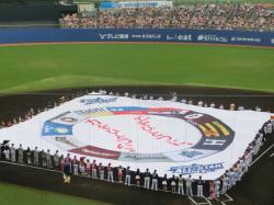 試合前のフラッグ