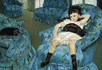 青い肘掛け椅子の上の少女 | 絵のある暮らし(絵画通販)花・赤富士