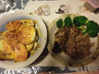 芋人参チーズ焼き　豚肉炒め131.JPG