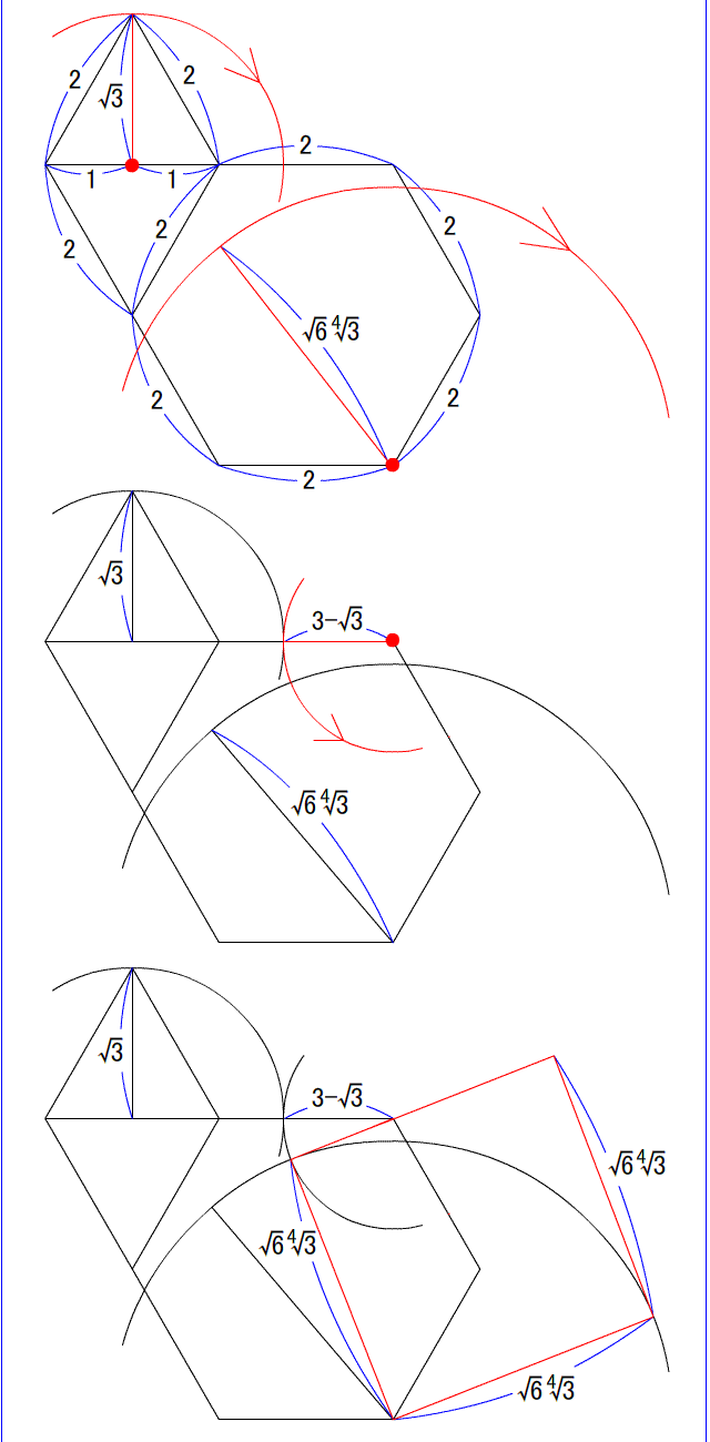正六角形⇒正方形 3